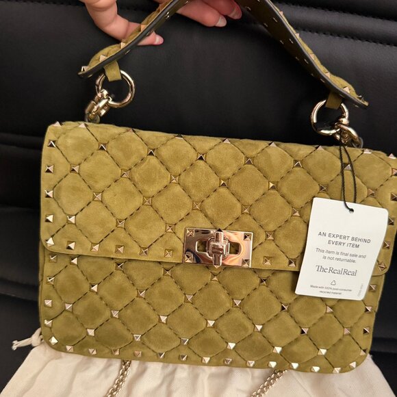 Valentino Green Suede Rockstud Bag - Picture 10 of 10